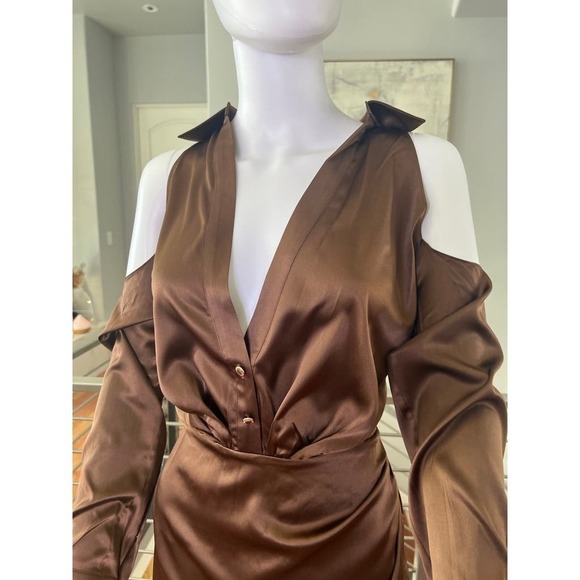 Ser.o.ya Shea Silk Dress in Chocolate - Picture 4 of 14
